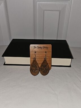 Brown Wood Teardrop Earrings